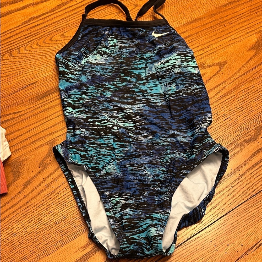 Nike Aqua and Black One Piece Swimsuit